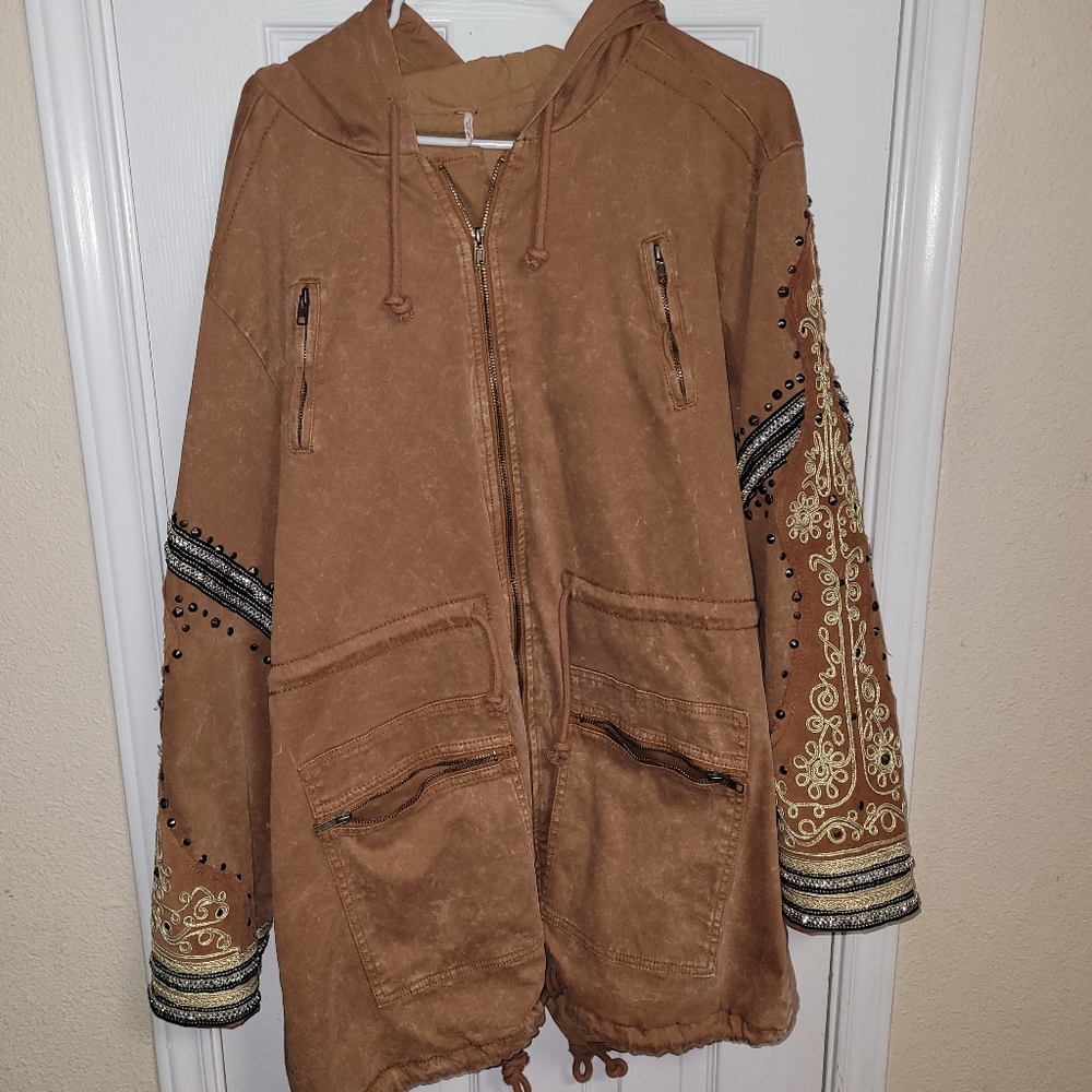 Free People Golden Quills Military Jacket